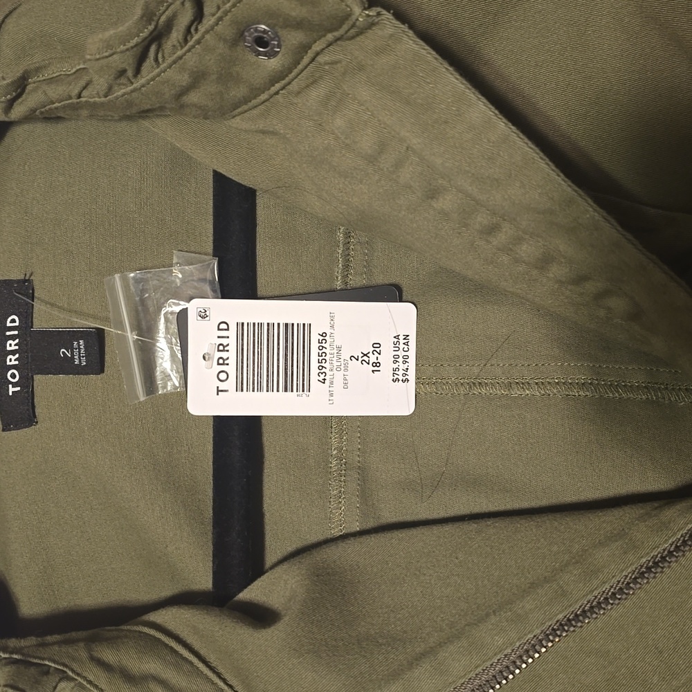Torrid Lightweight Twill Ruffle Utility Jacket - Picture 3 of 5